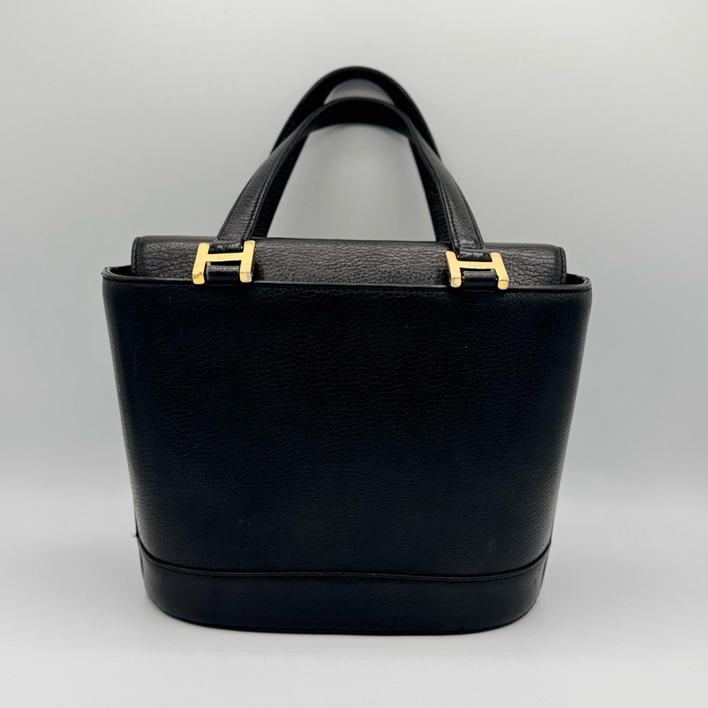 MCM Vintage Black Leather Flap Studded Bucket Bag - Picture 12 of 12